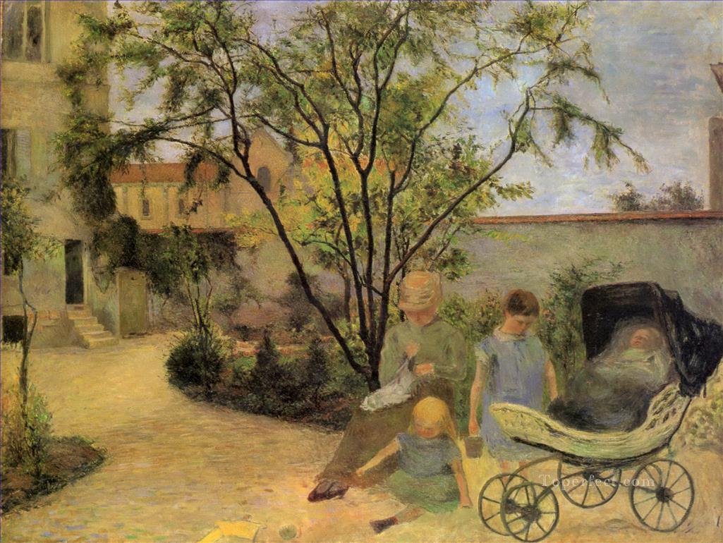 庭園の中の人物 ポール・ゴーギャン油絵